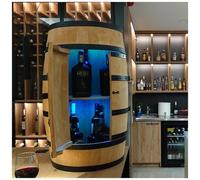 Creative Cooper - Barile Con Porta, Botte In Legno Con Luci A Led Rgb, Armadietto Per Vino In Stile Retr? , Portabottiglie In Legno, Da 80 Cm Di Altez