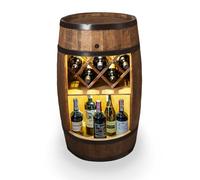 CREATIVE COOPER Barile con portabottiglie per vino, a LED, in legno, 80 x 50 cm, decorazione rustica, armadietto per vino (marrone scuro), 2_PW_LED_#_