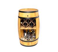 CREATIVE COOPER Barile con portabottiglie per vino, a LED, in legno, 80 x 50 cm, decorazione rustica, armadietto per vino (marrone chiaro), 2_PD_LED_#_