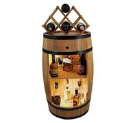 CREATIVE COOPER Barile di Legno a LED Con Portabottiglie per Vino, 80 x 50 cm, Decorazione Rustica per Bar, Whisky (Rovere)