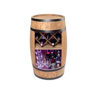 CREATIVE COOPER Barilotto per vino con porta vino - Armadietto per vino LED RGB - Barile in legno - 80 x 50 cm - Decorazione rustica - Armadio per vino (marrone scuro)