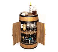 CREATIVE COOPER Botte di vino con porta - Armadietto in legno - Barile di legno - Mobili a barile - Legno di conifere - Wineregal - Wine bar - Barile con porta - Minibar - Altezza 80 cm (wengé)