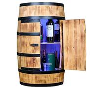 CREATIVE COOPER Botte di vino con porta e LED RGB - Armadietto per bottiglie in legno - Barile in legno - Mobili in legno - Wineregal - Wine bar - Barile con porta - 80 cm (bruciato dal sole)
