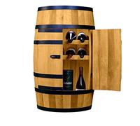 CREATIVE COOPER Botte di vino con porta e lettini - Armadietto per bottiglie - Barile di legno - Mobili a barile - Vino Rack - Wineregal in legno - Wine bar - Barile con porta - Regolabile 80 cm