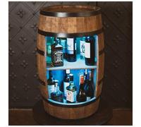 Creative Cooper - Portabottiglie In Legno Con Luci A Led Rgb, Barile In Legno, Da 80 Cm Di Altezza, Armadietto Per Vino In Stile R? tro, Scaffale Per