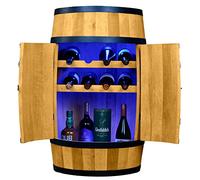 CREATIVE COOPER Scaffale per vino in legno con porta con LED RGB - Lettini da vino - Armadietto per bottiglie - Barile di legno - Barile di vino - Barile di vino - Barile con porta - 80 cm rovere