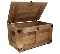 CREATIVE COOPER Scatola di legno, scrigno del tesoro, cassapanca rustica, tavolino da caffè, 77 x 49 x 45 cm, realizzata a mano, olio di legno Eco marrone