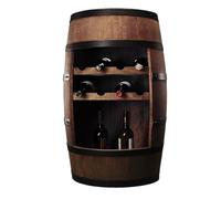 CREATIVE COOPER Tavolino portabottiglie da vino, portabottiglie da vino, con alcool, portabottiglie in legno, barile in legno, barile da bar, barile da minibar, 80 cm (Wengè)