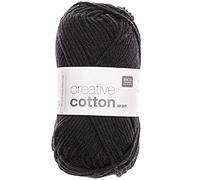 Creative Cotton Aran - Filato in cotone da 50 g, per uncinetto, gomitolo da 85 m Fb. 90 schwarz