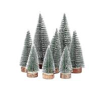 Creative Crafts Non-woven Fabric Plastic Miniature Model Trees, Mini Christmas Tree Snow Effect with Wooden Base for Festive Atmosphere, Tabletop