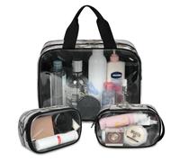 Creative Day of The Dead - Beauty case da viaggio per donne e uomini, in marmo morto traslucido, 3 pezzi, grande, per doccia, articoli da toeletta e articoli da toeletta, Colore, L, Astuccio per