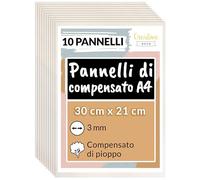 Creative Deco 10 x A4 Compensato Pannelli Legno Pioppo 3 mm | Pannelli Compensato 300 x 210 x 3 mm (+/- 2mm) | Fogli di Legno per Decorazione, Modellare, Pannelli Taglio Laser, Pirografia, Pareti