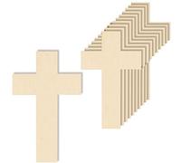 Creative Deco 10 x Abbellimenti Forme Croce in Compensato | Targhette Legno, Legnetti per Lavoretti | 10 x 6 cm | Croce Legno Prima Comunione | Legno non Verniciato, per Verniciare, Decorare, Regalo