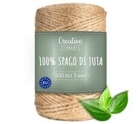 Creative Deco 100m Corda Juta, Spago per Giardinaggio | Spessore 2-3 mm | Marrone Naturale Cordino Juta Forte | Corda Tiragraffi per Gatti, Corda Bricolage, Decorazione, Cordino per Borse Uncinetto