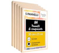 Creative Deco 5 x A4 Compensato Pannelli Legno Betulla 12mm | Pannelli Compensato 300 x 210 x 12 mm (+/- 2mm) | Fogli di Legno per Decorazione, Modellare, Pannelli Taglio Laser, Pirografia, Pareti