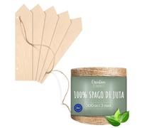 Creative Deco 5 x Ciondolo Freccia, Abbellimenti Forme Freccia in Compensato + Corda di Juta Rotolo 3 Metri | 5 Grandi Frecce Decorative in Legno e Spago 2-3mm