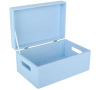 Creative Deco Azzurra Grande Scatola in Legno | 30 x 20 x 14 cm | Coperchio e Maniglie | Cassetta Contenitore Portaoggetti Portagiochi Cofanetto Documenti Attrezzi | Perfetta per Decoupage e Decorare