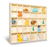 Creative Deco Bacheca da Parete Portaoggetti, Scaffale Legno | Espositore con Divisori 28 Scomparti | 44.5 x 40 x 3 cm | Mensola, Vetrina Espositiva | Portagioie per Stoccaggio e Decorazione