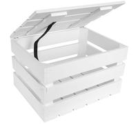 Creative Deco Baule Bianco Verniciato con Coperchio, 40 x 30 x 22 cm