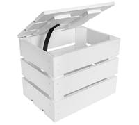 Creative Deco Baule in Legno Bianco Verniciato con Coperchio Grande | 27,5 x 20 x 21,5 | Baule da Esterno, Cassapanca Vintage Shabby | Armadio Legno Portaoggetti per Contenere | per Decorare Fai-da-Te