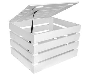 Creative Deco Baule in Legno Bianco Verniciato con Coperchio Grande | 50 x 40 x 30 | Baule da Esterno, Cassapanca Vintage Shabby | Armadio Legno Portaoggetti per Contenere | per Decorare Fai-da-Te