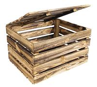 Creative Deco Baule in Legno Fiammato con Coperchio, 50 x 40 x 30 cm