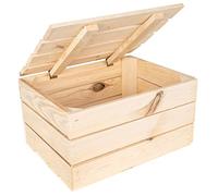 Creative Deco Baule in Legno Naturale con Coperchio, 40 x 30 x 22 cm | In legno naturale, con coperchio, stile vintage shabby, portaoggetti da decorare, adatto a progetti fai da te