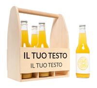 Creative Deco Cantinetta Portabottiglie Personalizzata | 24 x 16 x 30 cm | Cassa in Legno per 6 Birre o Vino - Regalo Personalizzato con Incisione Testo | Porta Bottiglie Artigianale Regalo Uomo