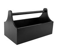 Creative Deco Cassetta Attrezzi in Legno Nera, 34 x 18 x 20,5 cm