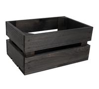 Creative Deco Cassetta Nera in Legno | 30 x 20 x 15 cm | Cassetta di Legno in Stile Vintage, Shabby | Ideale Scatola Porta Oggetti, Portafrutta, Cassette Decorazioni, Regali per la Decorazione DIY