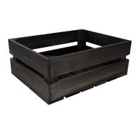 Creative Deco Cassetta Nera in Legno | 40 x 30 x 15 cm | Cassetta di Legno in Stile Vintage, Shabby | Ideale Scatola Porta Oggetti, Portafrutta, Cassette Decorazioni, Regali per la Decorazione DIY