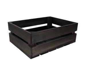 Creative Deco Cassetta Nera in Legno | 40 x 30 x 15 cm | Cassetta di Legno in Stile Vintage, Shabby | Ideale Scatola Porta Oggetti, Portafrutta, Cassette Decorazioni, Regali per la Decorazione DIY
