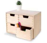 Creative Deco Cassettiera in Legno con 4 Cassetti, 28,5 x 20 x 19 cm | Compensato non verniciato, 4 cassetti, 28,5 x 20 x 19 cm, per piccoli oggetti, adatto a decoupage