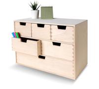 Creative Deco Cassettiera in Legno con 6 Cassetti, 42 x 20 x 28,5 cm | Compensato non verniciato, 6 cassetti, 42 x 20 x 28,5 cm, per piccoli oggetti, adatto a decoupage
