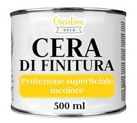 Creative Deco Cera di Finitura Trasparente per Legno, 500 ml | Barattolo da 500 ml, cera trasparente lucida, per legno mobili pavimenti superfici grezze decorate e stile vintage