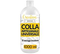 Creative Deco Colla PVA Universale Bianca per Artigianato, 1 L | Flacone da 1 L, colla PVA bianca liquida con asciugatura trasparente, per tessuti carta cartone legno e hobby
