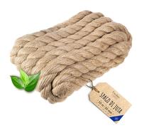 Creative Deco Corda di Iuta 10m (Personalizzazione Possibile ogni 5 m) | Spessore 50mm | Spago Durevole | Corda Juta Intrecciata Marrone Naturale | Spago Fai da Te, Giardinaggio, Tiragraffi per Gatti