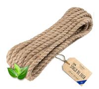 Creative Deco Corda di Iuta 20m (Personalizzazione Possibile ogni 5 m) | Spessore 10mm | Spago Durevole | Corda Juta Intrecciata Marrone Naturale | Spago Fai da Te, Giardinaggio, Tiragraffi per Gatti