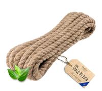 Creative Deco Corda di Iuta 35m (Personalizzazione Possibile ogni 5 m) | Spessore 20mm | Spago Durevole | Corda Juta Intrecciata Marrone Naturale | Spago Fai da Te, Giardinaggio, Tiragraffi per Gatti