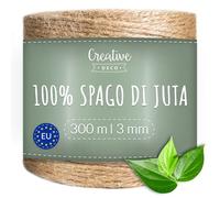 Creative Deco Corda Juta Rotolo 300 Metri, Spago per Giardinaggio | 2-3mm | Cordino Juta, Corda Tiragraffi per Gatti, Bricolage, Spago per Decorazioni