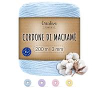 Creative Deco Corda Macramè Blu Pastello, 200 m, 3 mm