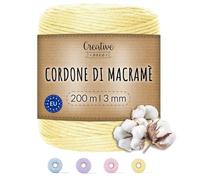Creative Deco Corda Macramè Giallo Pastello, 200 m, 3 mm