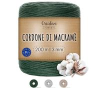 Creative Deco corda macramé verde profonda, filo di cotone e poliestere, spessore 0,5 mm, 30 pieghe, per cucina e giardino, confezione regalo fai da te
