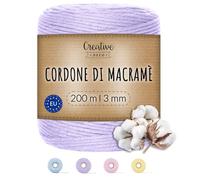 Creative Deco Corda Macramè viola Pastello, 200 m, 3 mm