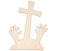 Creative Deco Forme di Legno di Halloween Personalizzate | Tomba con Mani | 5-100 cm | Compensato 3 mm | Forme in Legno | Decorazione di Halloween | Sagome Tagliate al Laser, per Decoupage
