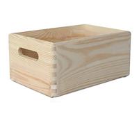 Creative Deco Grande Scatola in Legno per Natale, 30 x 20 x 13 cm (+/- 1 cm) | Scatole con Maniglie Cassetta Conteniore Portaoggetti Portagiochi | Ideale per Decoupage Documenti e Attrezzi