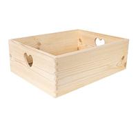 Creative Deco Grande Scatola in Legno per Pasqua | 40 x 30 x 13 cm (+/- 1 cm) | Scatole con Maniglie a Cuore Cassetta Conteniore Portaoggetti Portagiochi | Ideale per Decoupage Documenti e Attrezzi