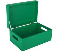 Creative Deco Verde Grande Scatola in Legno | 30 x 20 x 14 cm | Coperchio e Maniglie | Cassetta Conteniore Portaoggetti Portagiochi Cofanetto Documenti Attrezzi | Perfetta per Decoupage e Decorare