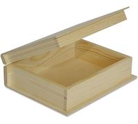 Creative Deco Grande Scatola Libro in Legno con Coperchio | 24 x 19 x 7.5 cm