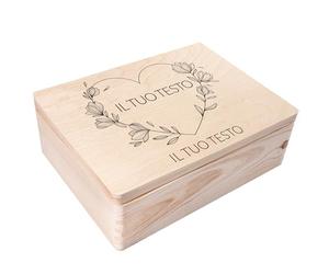 Creative Deco Il tuo Testo Personalizzata Scatola Regalo di Legno | Personalizzato Scatola dei Ricordi | Per Donna, Uomo e Coppie | Stampa a colori | Per Compleanno, Pasqua, Feste | Cuore e Fiore